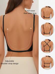 1pc Women's Sexy Backless Strapless Bra - Seamless Non-Transparent Cups, Adjustable Shoulder Straps, Thin Profile For Wedding, Formal, Evening Dresses - No Underwire Needed, Bridal Lingerie & Special Occasion Bras, Evening Wear Support, Modern Bra Design, Comfortable Fit Bra - 黑色 - 查看 1