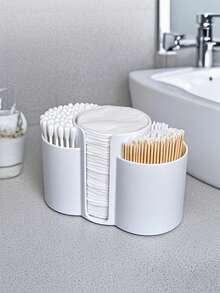 Cleaning Swab Dispenser Holder, Bathroom Container 3 In 1 Cleaning Swab And Makeup Pad Holder, Dressing Table Organizer For Cleaning Swabs, Pads, Dental Floss - Multicolor - View 4