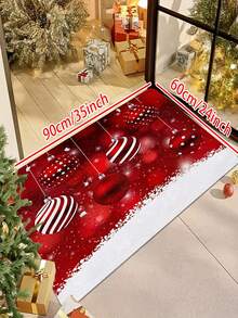 1/2 pièces Paillasson de Noël joyeux - Tapis de sol conçu avec flocons de neige et cloche rouge, en polyester lavable en machine, convient pour une utilisation intérieure/extérieure, parfait pour les entrées, les chambres à coucher et la décoration de la maison