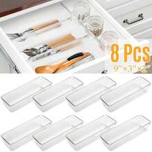 8/6/5/3pcs/Set Transparent Drawer Organizer Boxes, Clothes Storage Containers, Makeup Organizer Boxes, Drawer Divider Trays - Clear - View 7