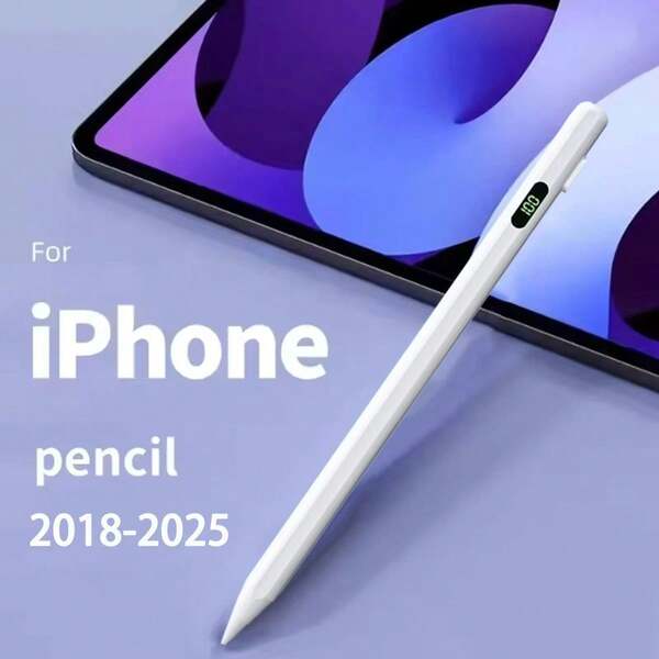 Lápiz stylus compatible con iPad de 6ta a 11va generación - Lápiz activo de carga rápida compatible con iPad Pro 11"/12.9"/M4, iPad Air 3/4/5/M2/M3, iPad Mini 5/6 Gen de 2018 a 2025 - Pantalla de nivel de batería digital [Compatible con iPad e iPad Pro de 2018 a 2025] - Color Blanco