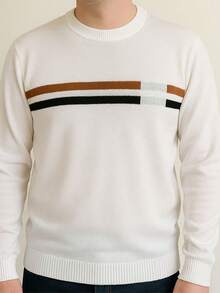 Men's Sweater Round Neck Men's Sweaters Knit Long Sleeve Old Money Men's Clothing Winter Elegant Work Out Party Casual - 查看 1