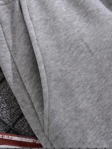 Printed Pattern Casual Sports Long Pants, Suitable For All Seasons, Loose And Well-Fitting, Suitable For Both Men And Women, Street Casual Wear, Comfortable, Jogging For Exercise, Commuting, Tapered Pants - 淺灰色 - 查看 4