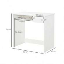 THE 80cm Compact Computer Desk With Keyboard Tray, Home Office Desk With Drawer Bedroom Study, White - White - View 4