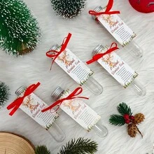 5pcs Magic Reindeer Food Set - Christmas Eve Tradition, Includes 5 Magical Reindeer Food Cards, 1.35 Oz Plastic Tubes, Red Ribbon & Holly Berry Design - Holiday Party Favor, Christmas Decor (No Food Included), Seasonal Celebration, Festive Packaging, Great Gift