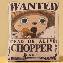 Miniso One Piece Classic Series - 16 - Inch Chopper Throw Pillow - Made Of Soft And Skin - Friendly Fabric, With Realistic Wanted Poster Pattern, Super Comfortable Cushion For Watching TV On The Sofa (1 PC)