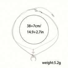 1PC Funky Style Titanium Steel Necklaces For Men Women Star And Crescent Moon Pendants Fashionable Hip-Hop Jewelry For Daily Wear Jewelry Gift - Bạc - Xem 4