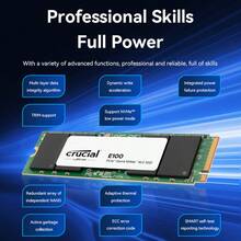 Crucial E100 1TB M.2 NVME PCIe Gen4 Internal SSD With Up To 5Gbps Transfer Speeds For Laptops And Desktops, Compatible With Storage Solutions - 黑色 - 查看 5