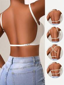 1pc Women's Sexy Backless Strapless Bra - Seamless Non-Transparent Cups, Adjustable Shoulder Straps, Thin Profile For Wedding, Formal, Evening Dresses - No Underwire Needed, Bridal Lingerie & Special Occasion Bras, Evening Wear Support, Modern Bra Design, Comfortable Fit Bra - trắng - Xem 5