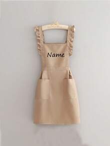 1pc Customized Printed Stylish Korean Apron, Waterproof And Stain Resistant, Apron Cute Lace Skirt Apron, Black Stain Resistant Apron, Sleeveless Apron, For Home, Kitchen, Nail Shop, Cooking, Baking, Nail Salon, Women Work Uniform, Coffee Smock, Home Cooking Clean Sleeveless Bib Apron, Fall Decor