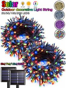 20/50/100/200LED Solar String Lights Outdoor Light Strings Waterproof Solar Powered String Light With 8 Lighting Modes For Garden Patio Yard Fence Christmas Tree Decoration With Fairy Lights Ambience For Outside Tree, Courtyard, Wedding, Gazebo, Party, Home, Lawn, Camping And Holiday Decor Garden Lights Christmas Decoration XMAS Decor Christmas Tree Gift Decor Thanksgiving Wedding Birthday Decorations For Gifts Indoor Outdoor Garden Holiday Festival Decor Halloween Decor Halloween Ornaments