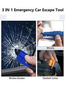 3-In-1 Emergency Seatbelt Cutter With Keychain, Hammer, Mini Fire Hammer, Car Emergency Escape Tool, Window Breaker, Portable Rescue Tool Keychain, Emergency Hammer, Car Emergency Escape Device Window Breaker, Lifesaving Multifunctional Emergency Window Breaker - Easily Break Windows And Cut Seatbelts In Emergency Situations, Men's Tool