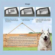 1pc Adjustable Breathable Mesh Pet Car Safety Barrier, Easy To Assemble, Durable Plastic Dog Window Guard - Ensures Reliable Car Ventilation Safety - Breathable Mesh Dog Window Protector, Available In Small And Large Sizes