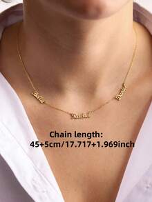 1 件金色玫瑰金定制个性化家庭项链多名字项链三名字项链精致名字项链母亲节礼物女士派对生日珠宝礼物送给恋人 - 多色2 - 查看 5