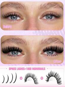 3-In-1 Faux Eyelash Clusters, 200D/160D/120D/100D/80D/60D Long 6-20mm Pointed Tip Lower Lashes, 280/264/248/232/216 Pieces Thick Individual Lashes, DIY Pointed Tip Lashes, Cartoon Style Lash Clusters, Mink Fur Lash Strips, Thick Type - D - Xem 10