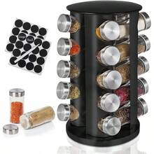 Spice Rack Countertop Rotating Organizer With Jars Black Kitchen Spinning Shelf Revolving Spice Rack - Black - View 2