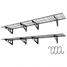 Estantes de pared para garaje de 30 x 183 cm con ganchos, sistema de organización resistente para garaje con colgador de bicicletas, soporte de almacenamiento, estantes flotantes, capacidad de peso de 250 kg, paquete de 2 - Negro 12x72 pulgadas / 30,5x183 cm - Ver 5