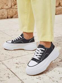 Women's Platform Sneakers - Black - View 2