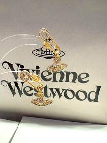 Vivienne Westwood 女士时尚水晶耳环，适合日常佩戴 - 金色 - 查看 6