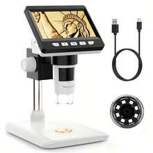 4.3-Inch IPS LCD Digital Microscope With 1000X Magnification, Suitable For Adults And Coin Collectors, Featuring 8 Adjustable Leds And Compatible With Windows, Digital Microscope With Articulating Arm, Handheld Digital Microscope, Microscope With Screen, Microscopes, Portable Microscope, Usb Microscope