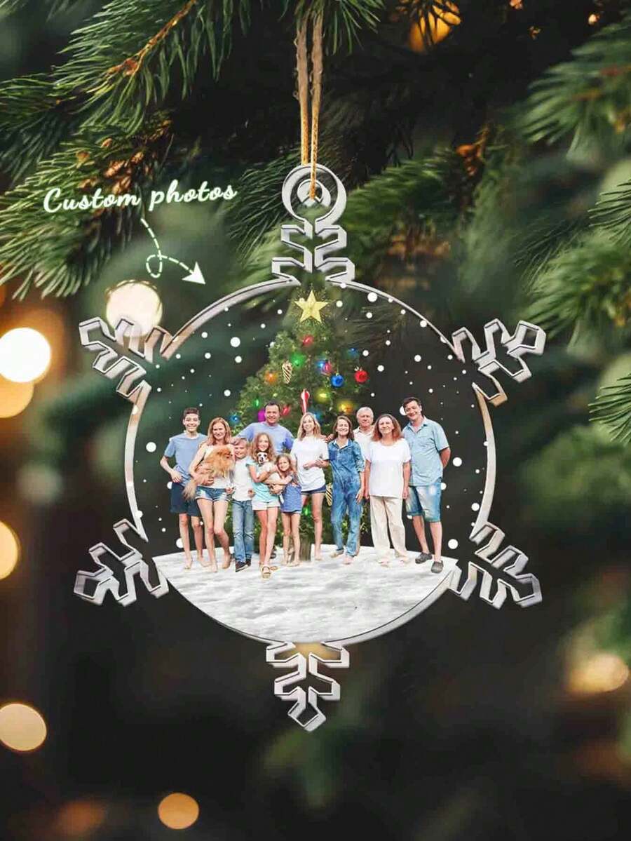Snowflakes Custom Photo Family, Friends - Personalized Acrylic Photo Ornament