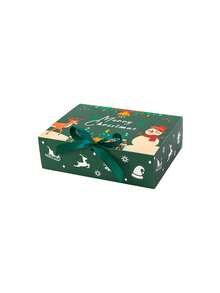 4pcs/1pc Christmas Cardboard Gift Box, Christmas Cake Box, Gift Box With Bow Lid, Party & Holiday Gift Box, Large Gift Box, Luxury Sturdy Foldable Cardboard Box, Christmas Party Gift Supplies, Elegant Gift Packaging Box - Multicolor - View 10