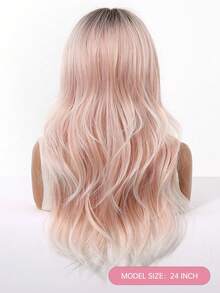 24英寸Ava假发，合成耐热假发，深色发根搭配灰粉色卷发，适合注重时尚的女性日常佩戴、派对、角色扮演、万圣节等场合，外观自然，朋克街头风，精致的节日礼物，女孩的理想之选。 - 藕粉色 - 查看 7