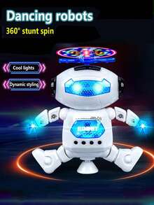 1pc Kids Dancing Robot Toy, Intelligent Rotating Space Boy Toy With 360° Rotation, Lights, Birthday Gift For Children - Blue - View 3