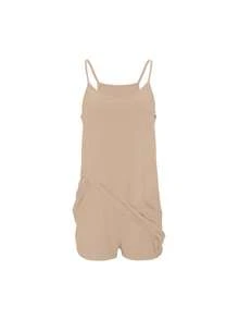 Women's Maternity 2 Piece Outfits Solid Dress Built-In Shorts Pregnancy Loungewear Mama Clothes - Khaki - View 4