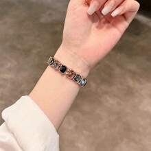 1 pieza Lujoso y elegante anillo decorativo de cuerda elástica con diamantes de cristal de colores, compatible con bandas de 49mm, 46mm, 45mm, 44mm, 42mm, 41mm, 40mm, 38mm, adecuado para la Serie Ultra SE 10/9/8/7/6/5/4/2/2/1, apto para uso diario - Dorado - Ver 4