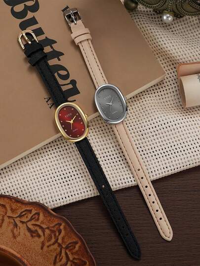 单只/套，无礼盒，小巧优雅的女士腕表，简约高端美学，亮面皮革表带。适合生日、万圣节及各种场合，可作为礼物赠送亲友或伴侣。
