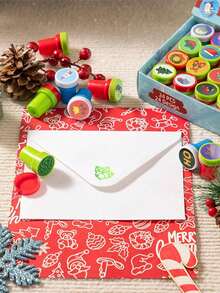 10/24 Pezzi Timbri Natalizi Assortiti Autoinchiostranti, Timbri di Babbo Natale e Alberi di Natale per Feste di Natale, Regali di Capodanno, Premi di Gioco, Forniture per Feste