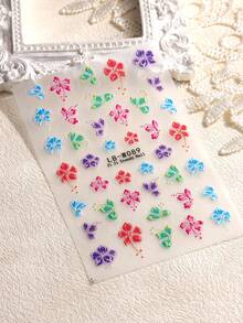 2 pezzi Adesivi per unghie a fiori colorati, decalcomanie per unghie a ibisco 3D autoadesive con motivo a fiori rossi e blu, design per unghie all'ibisco estivo, accessori per manicure tropicali per donne e ragazze