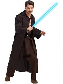 Disfraz de Anakin para adultos, túnica con capucha y bata, atuendo de Halloween para cosplay - Café - Ver 3
