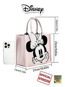 Cartoon Minnie Mouse Pattern Knitted Handbag, Portable Foldable Design Wristlet Pouch, Suitable For Daily Matching, Shopping, Parties, Holiday Gifts