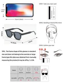 1 chiếc gọng kính oval nhỏ, unisex, chất lượng cao, thiết kế tối giản, thời trang, phù hợp cho các dịp thường ngày, du lịch, tiệc tùng, đi biển, trang trí hàng ngày. - phim xám khung đen - Xem 2