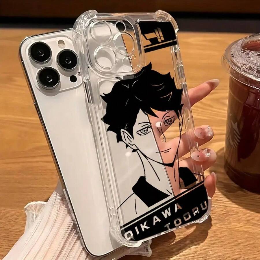 Funda de Teléfono de Anime de Voleibol Clásico Oikawa Compatible con iPhone 16, 15, 14, 13, 12, 11 Pro Max, X, XR, XS Max, 8, 7 Plus, con una Cubierta Trasera Transparente y Suave para Protección contra Caídas. - Transparente - Ver 1