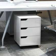 THE 3 Drawer Mobile File Cabinet, Vertical Filing Cabinet With Wheels Home Office, White - White - View 8