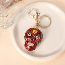 1 件全新水钻镶嵌金属骷髅钥匙扣，3D 嘻哈汽车包吊坠，适合礼物、钥匙扣、小礼物 - 彩色 - 查看 9