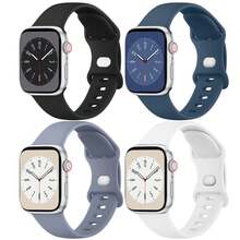 Bộ 4 dây đeo tương thích, dây đeo thể thao bằng silicon mềm cho Series Ultra/Ultra 2, 10/9/8/7/6/5/4/3/2/1 SE, 38mm/40mm/41mm/42mm/44mm/45mm/46mm/49mm, phù hợp cho cả nam và nữ. - Nhiều màu - Xem 11