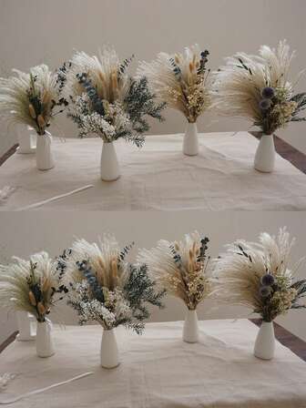 1 Bundle Luxurious Boho Pampas Grass Artificial Flowers Set - Realistic Faux Wood Plant Decor For Living Room, Bedroom, Wedding, Coffee Shop, And All-Season Celebrations - Perfect For Adding Rustic Charm And Cozy Ambiance To Any Space