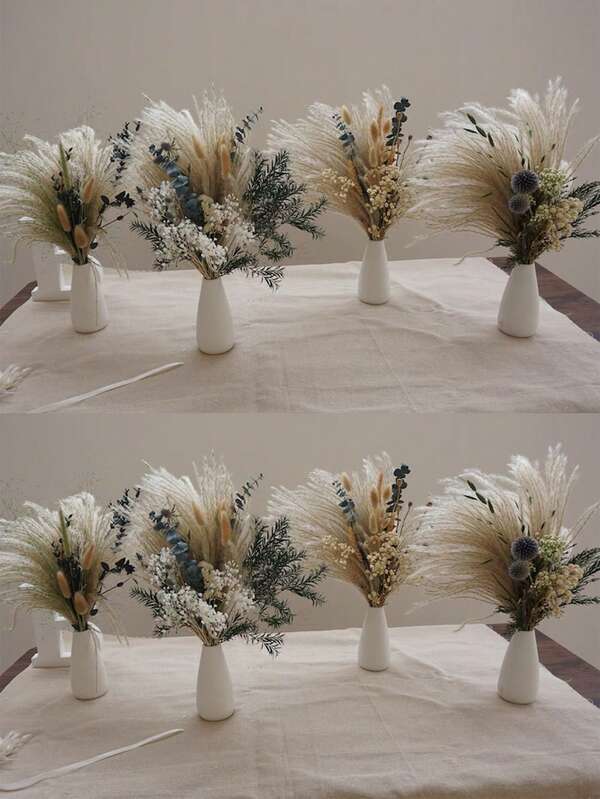 1 Bundle Luxurious Boho Pampas Grass Artificial Flowers Set - Realistic Faux Wood Plant Decor For Living Room, Bedroom, Wedding, Coffee Shop, And All-Season Celebrations - Perfect For Adding Rustic Charm And Cozy Ambiance To Any Space
