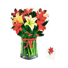 Aimall 1 Pack Paper Flower Pop Up Cards, Flower Bouquet Card Popup 3D Greeting Cards For Mother's Day, Graduation, Anniversary, Birthday, Congratulations, Get Well, Home Decor, With Envelope And Note