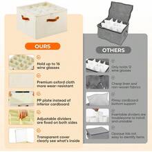 Wine Glass Storage Box With Dividers 2 Pack Glassware Storage Containers Stemware Storage Cases Holds 32 Wine Glasses Stackable Crystal Storage Containers With Clear Cover For MovingBeige - Beige - View 7