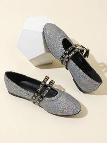 Novos Sapatos Flat Tipo Mary Jane Trançados de Fivela Única com Bico Redondo para Primavera/Outono Femininos, Sapatilhas, Sapatilhas Feitas à Mão, Outono, Ballet