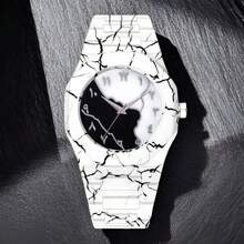 Unisex White Rubber Strap Quartz Watch, Sports & Casual Style, Novel Design, Adjustable Strap, Round Dial With Rivets, Suitable For Daily Wear, Birthday Gift, Party, Holiday Gathering, Ideal Choice For Yourself Or Friends - 白色 - 查看 3