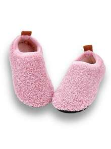 儿童室内拖鞋，女童适用，软底保暖圆头舒适家居鞋，秋冬 - 粉色 - 查看 10