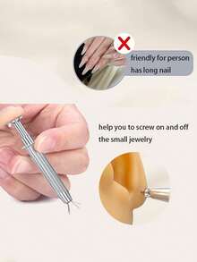 不锈钢穿刺钳工具套装 - 人体穿刺配件，方便安装和拆卸唇部、鼻部、软骨饰品，包含16G、18G、20G无螺纹穿刺针和内螺纹穿刺工具 - 銀色 - 查看 3