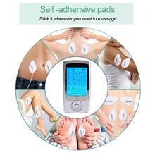 Electronic Pulse Massager 16 Modes 20 Intensities TENS Unit Digital Rechargeable LCD Display Full Body Massage Muscle Stimulator With 10pcs Electrode Pads - Silver - View 5