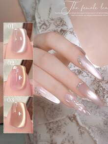 10ml Pure Lust Golden Light Heroine Cat Eye Gel Nail Polish 2025 New Whitening Ice Transparent Super Flash Nail Art Pink Translucent Cat Eye Nail Supplies Pink Nails Suitable For All Seasons - Multicolor - View 3